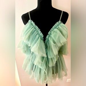 Tulle mint green top